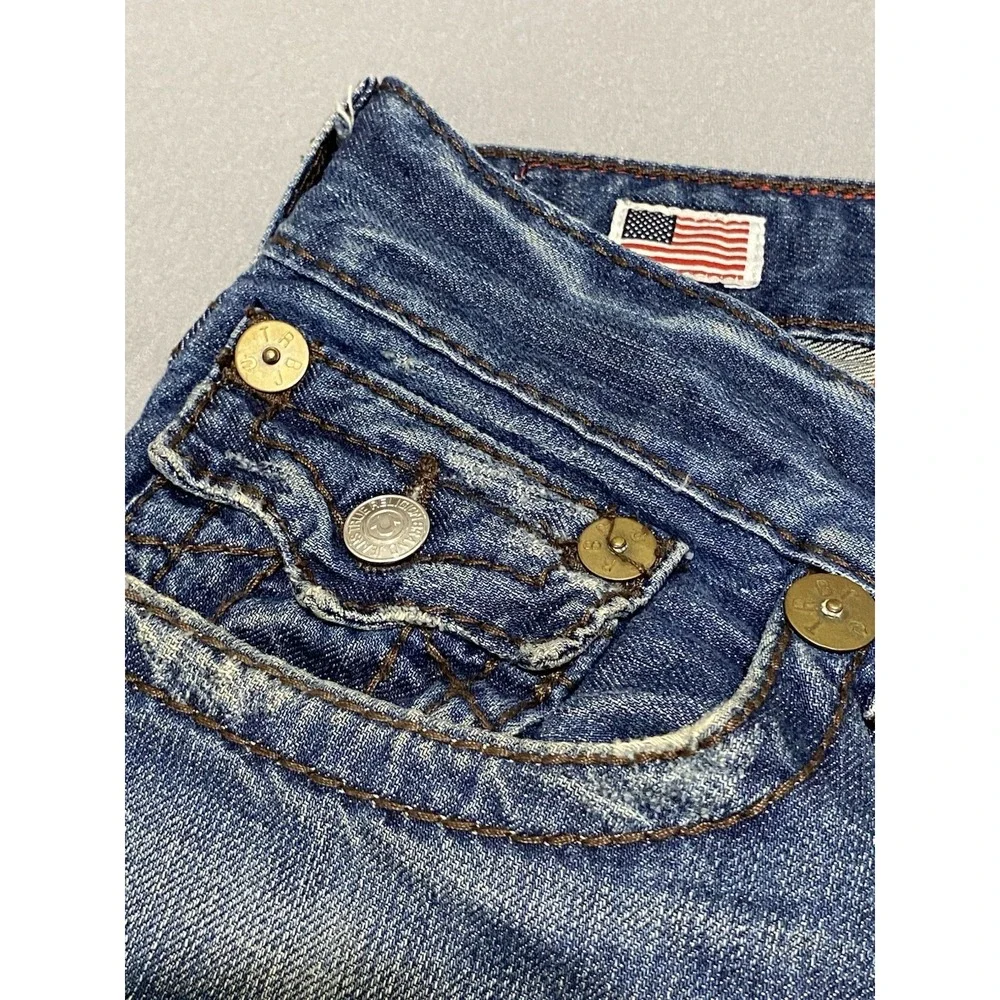 True Religion‎ Ricky Big T Jeans VTG White Stitch RARE Size 36 USA Flap Pocket